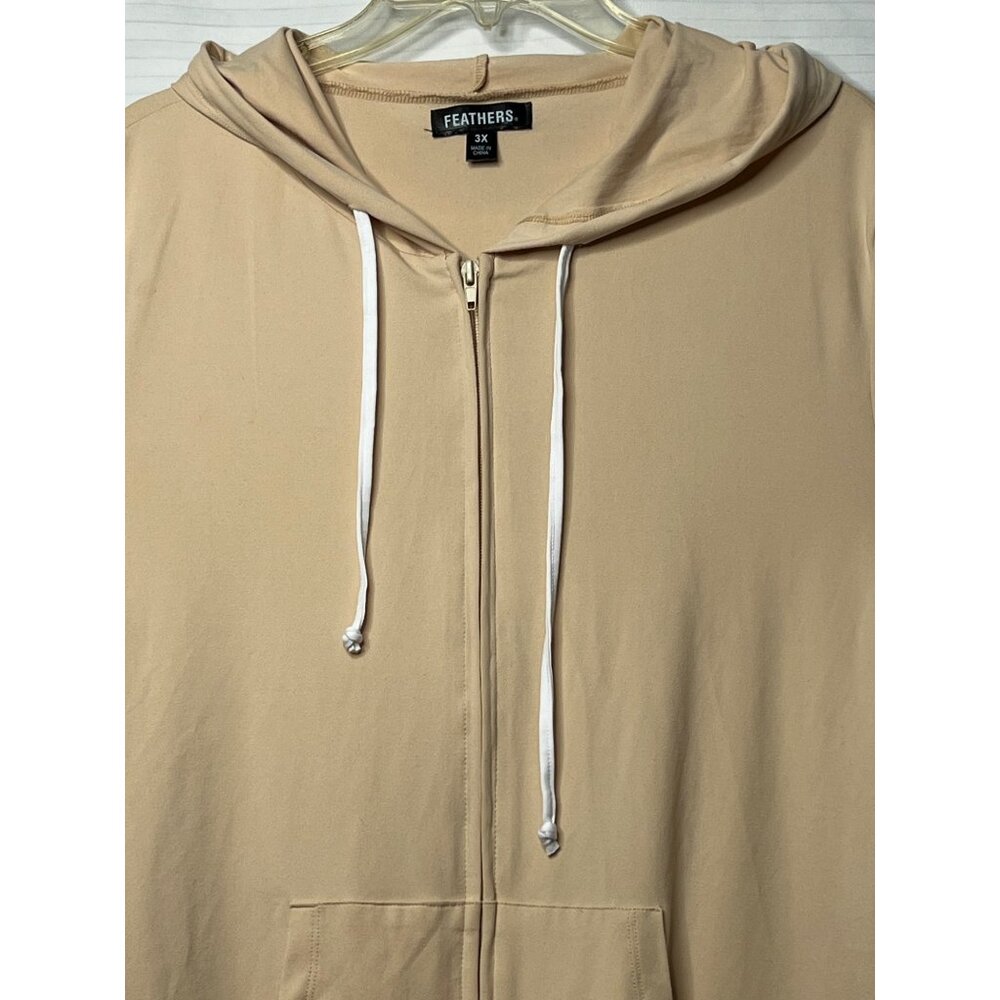 feathers Beige Hoodie & Legging Set with White Side Stripes - Picture 13 of 16